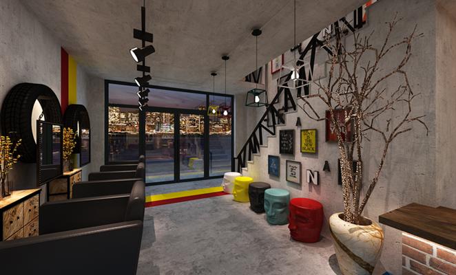 工业风美发店装修案例